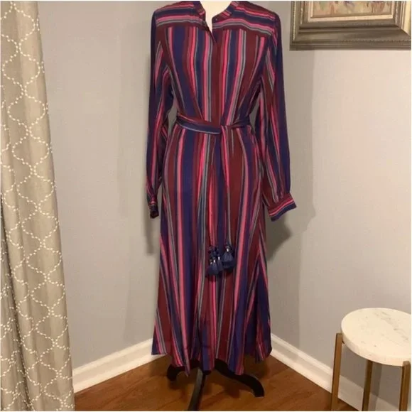 Figue Elena Long-Sleeve Multi-Striped Dress Size M NWOT - Picture 2 of 12